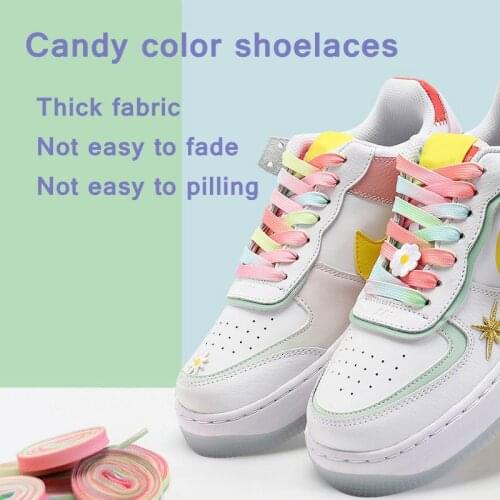 1pair Off Sneaker White Shoelaces Shoes Accessories Laces Shoes Unisex Flat Shoe Laces Shoe Strings Candy Gradient Shoelace AF1
