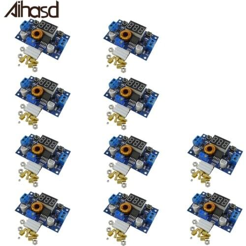 10PCS/LOT 5A DC-DC DC Adjustable Step Down Module With Voltmeter Short Circuit Protection High Effeciency