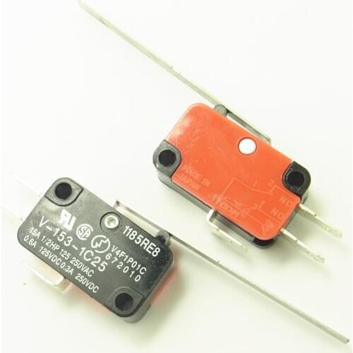 10PCS V-153-1C25 push button tact switch Momentary Micro Limit switches Microswitch Travel switch Long Straight Hinge Lever Type
