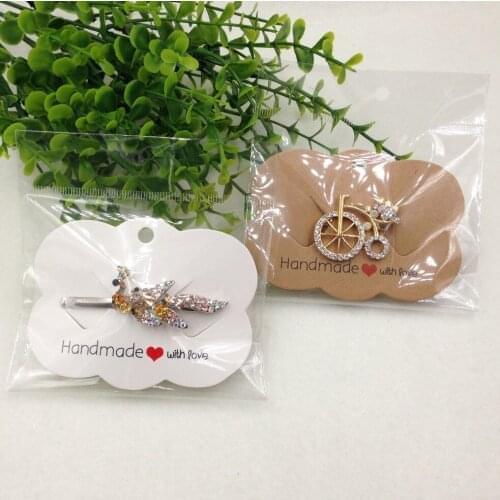 100 pcs kraft paper 6.5x9cm flower shape hairpin card retro DIY hand-made jewelry display card accept customization