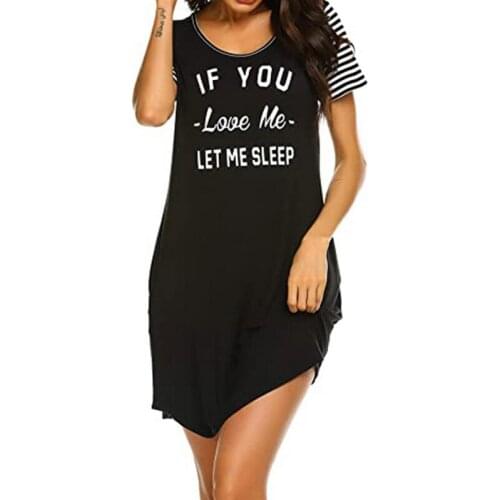 2020 Womens Letter Nightgowns Sleepshirts Sleepwear Casual Loose Sleep Shirt Printed Night Dress Short Sleeve Nightwear