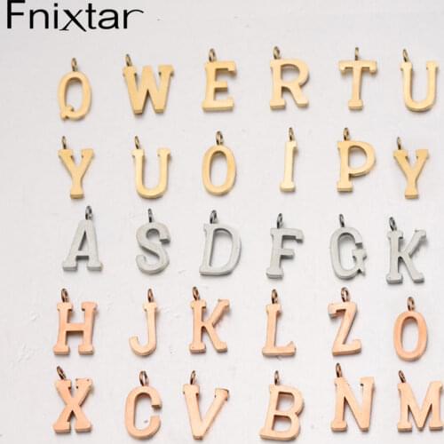 Fnixtar 26Pcs Vintage Letter Charms Mirror Polish Stainless Steel Charm For DIY Making Initials Necklace Bracelet Anklet Jewelry