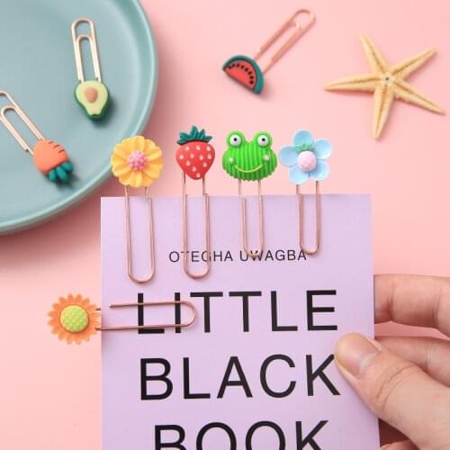 5Pcs/Lots Cartoon Paper Clip Bookmark Cute Decoration Small Pin Book Mark Metal Clip Kawaii Planner Clips Office Stationery