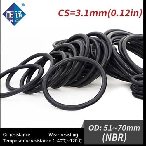 5PCS/lot Rubber Black NBR CS3.1mm OD51/54/55/56/57/58/60/65/68/70mm O Ring Gasket Oil resistant waterproof