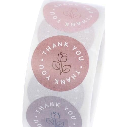 500pcs/roll Flowers Thank You labels Stickers Handmade Package Envelope Seal Label Scrapbooking Stationery Sticker Gift