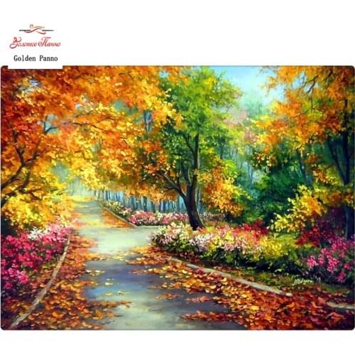 GOLDEN PANNO Diamond Painting Full Square 5D Diy Daimond Embroidery Diamant Mosaic Sale rhinestones pictures Autumn landscape12