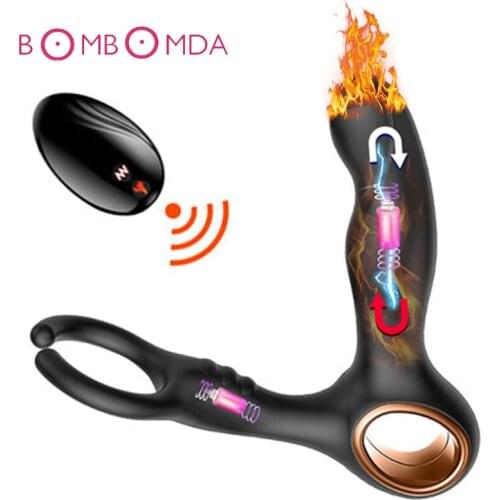Wireless Remote Heating Dildo Vibrator For Men Prostate Massager Male Masturbator G spot Stimulation Butt Plug Sex Toys for Men