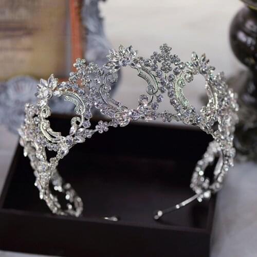 Oversize Princess Gold Brides Tiaras Crowns Headpices Pearls Bridal Headbands Clear Crystal Wedding Hair Accessories