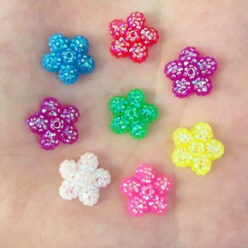Mixed DIY 60pcs AB Resin Candy-Color Flower Flatback Rhinestone Appliques DIY Wedding Scrapbook Crafts SF100