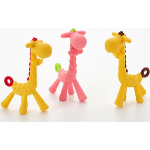 Baby Teether Cartoon Teething Nursing Silicone Baby teeth soother that fawn molar rod giraffe baby teether safty toy