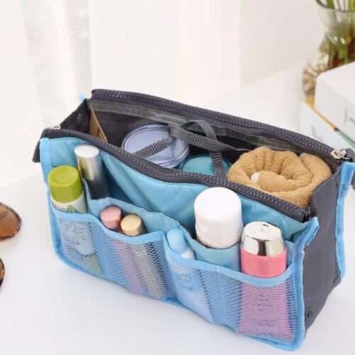 Travel Waterproof Storage Bag Double Zipper Storage Organizer Handbag Foldable Holder Womens Cosmetic Bag