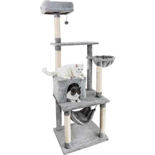 Cat Tree Scratching Toys Condo Tree with Mouse Cashmere Material Hole Hiding Pet Toy Big Cat Play Tree