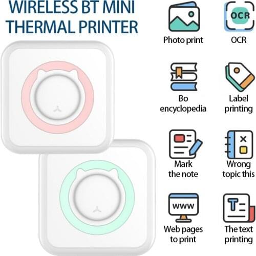 Mini Portable 58mm Photo Pocket Thermal Printer Mini Portable Thermal Printer Paper Printing Wireless Bluetooth Android IOS
