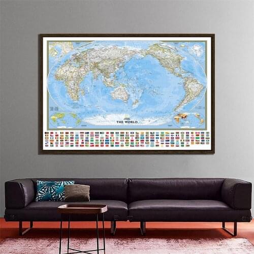 Non-woven Waterproof World Map 150x225cm The World Physical Map With Vegetation Cover Rate And Population Density For Education