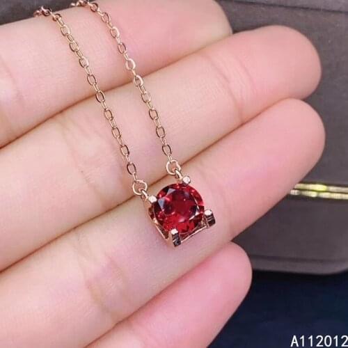 KJJEAXCMY fine Jewelry 925 Sterling Silver Natural Garnet Girl new trendy Pendant Necklace chain Support Test Chinese style