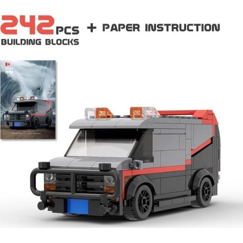 MOC ATeam GMC Vandura building block set simulation transport vehicle model creative diy educational toy with side and back door