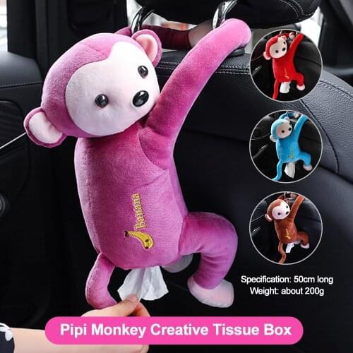 Car Tissue Box Towel Sets Creative Cartoon Monkey Hanging Tissue Box Holder for Home Office Auto Interior Storage Car decoration