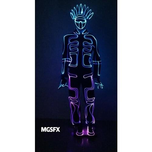 Tron suit legacy costume Cosplay Fiber optical outfit Light up clothing Disco DJ dance show clothes