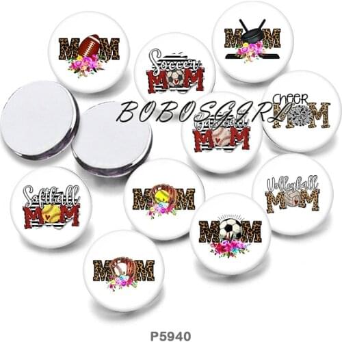 Football Hockey Baseball CHEER MOM 12mm/18mm/20mm/25mm/30mm Round Glass Cabochon Flat Back Making Findings P5940