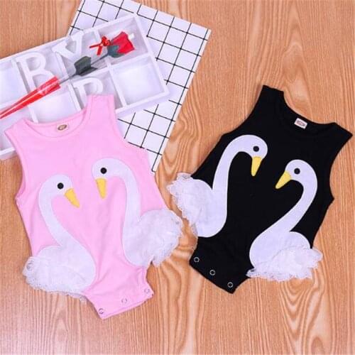 Newborn Infant Baby Girls Lace Swan Romper Princess Baby Jumpsuit Baby Girls Summer Clothes