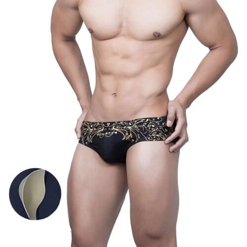 Sexy Push Up Padded Swimwear Mens Bathing Suit Beach Surfing Swimming Trunks Mens Swimsuit Bikini Briefs Shorts Gay Swim Wear