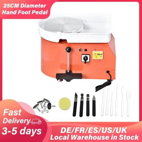25CM 350W Professional Electric Pottery Wheel Machine 110V 220V Ceramic Work Clay Art Craft Hand Push /Pedal Control Potters