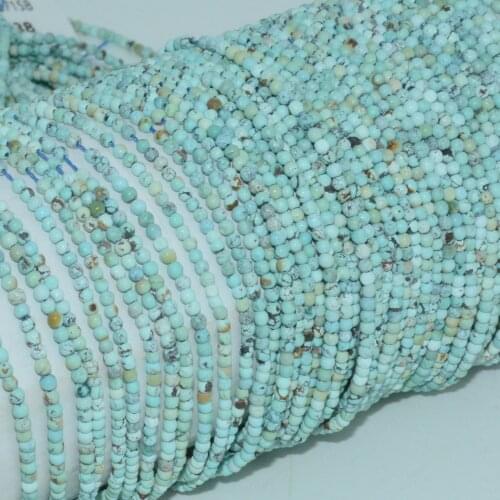 Natural HuBei Turquoise Small Loose Round Beads 2.5mm - No Treatment