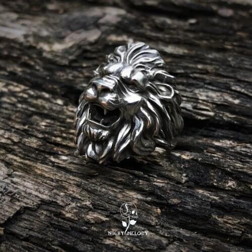 Nocturne studio 925 pure silver original hand realistic style personalized Lion Ring lion