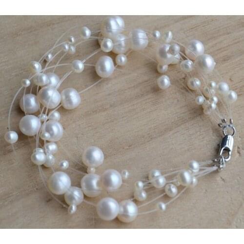 New Arrival Favorite Real Pearl Bracelet Babybreath 9Rows 4-9mm Genuine Freshwater Pearls Fine Jewelry Charming Lady Gift