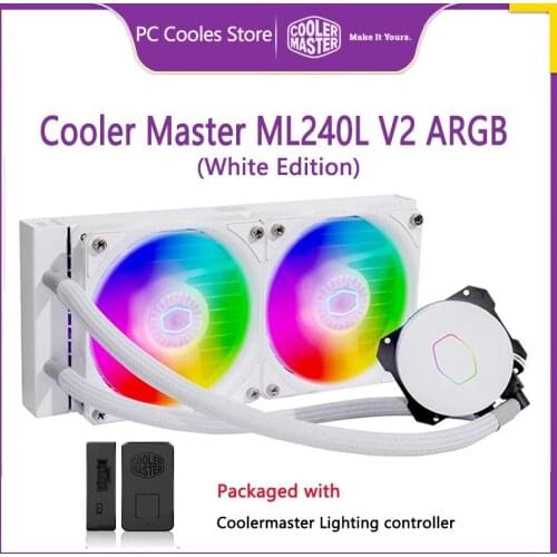 Cooler Master ML240L V2 ARGB White CPU Water Liquid Cooling With controller 120mm 5V Addressable RGB fan For 2066 2011 1200 AM4