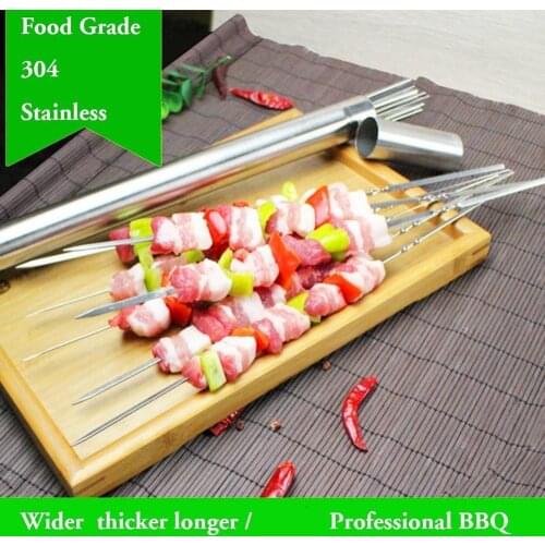 30Pcs Stainless Steel Barbecue Sticks Skewer Camping Picnic Meat Kebab Needles