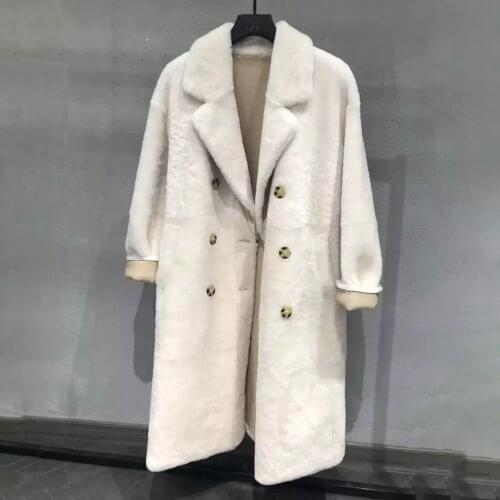 Natural Leather And Fur Women Coat Long Double-Faced Fur 2019 Winter Fashion Merino Sheep Fur Warm Long Sleeves Windbreaker H250