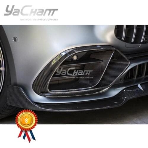Dry Carbon Fiber Front Vent Fit For 2019-2020 MB AMG GT50 4D Coupe BBS Style Front Bumper Side Vents Cover