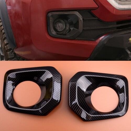 2Pcs/Set Car Front Fog Light Cover Trim Carbon Fiber Texture Styling Fit for Toyota Tacoma 2016 2017 2018 2019