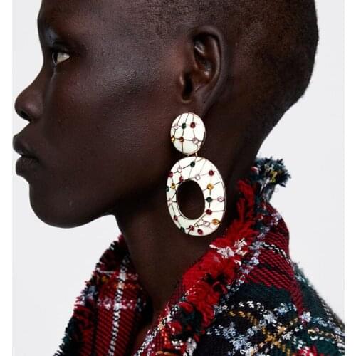 Rongho Bohemia Multi colorful crystal round stud earrings for women Enamel earrings boho jewelry Epoxy brincox