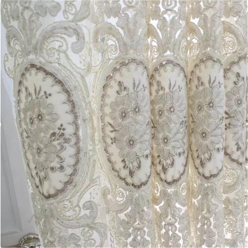 Luxurious Euro Style Tulle Embroidery Flower Indoor Decorative Window Sheer Curtain For Living Room Bedroom Home Decor T318#4