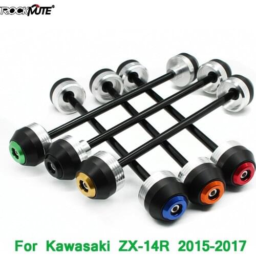 Motorcycle POM Axle Fork Crash Sliders Front Wheel Protector Circle Decoration For Kawasaki ZX-14R ZX14R 2015-2017