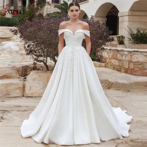 Vestido De Noiva A-line Wedding Dresses Boho Off the Shoulder Applique Beads Bride Dress Lace Sweep Train Mariage Bride Dresses