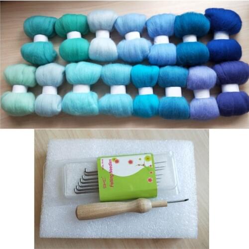 WFPFBEC DIY 70S 100% wool merino wool for felting wool roving fiber sets 10g/bag 15colors