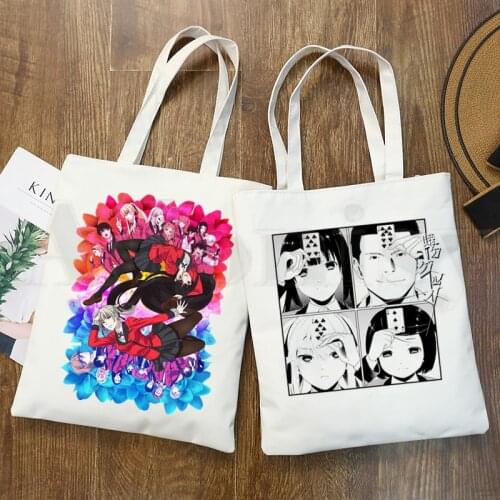 Japanese Anime Kakegurui Yumeko Jabami Ullzang Handbags Women Elegant Canvas Bag Shoulder Bags Casual Shopping Girls Handbag