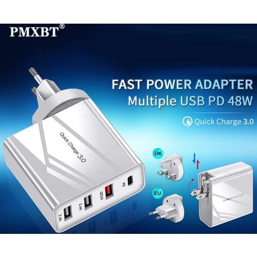 48W USB C Charger Quick Charge 4.0 3.0 QC4.0 QC PD3.0 PD Type C Fast USB Wall EU US Charger For Macbook Pro iPad iPhone Samsung