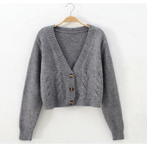 Women Single-breasted Knit Cardigan Sweter Spring Autumn Short High Waist Solid Sweater Small Jacket Femme Tops