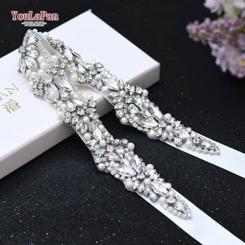 YouLaPan S442 Silver Diamond Wedding Belts Decorative Belt for Women Crystal Wedding Belt Bridesmaid Dress Belt for Formal Dress