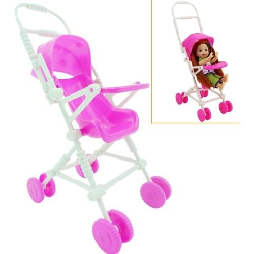 1 Set Nursery Dollhouse Pink infant Carriage Stroller Trolley Furniture for Barbie Doll Sister Kelly Doll Accessories
