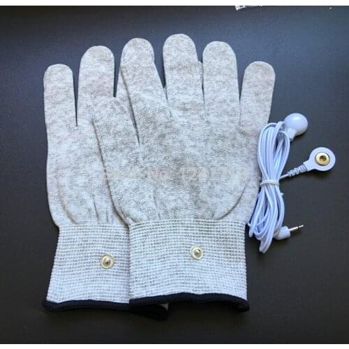 1pc 2.5mm Cables + 2pcs TENS,Silver fiber gloves,electrode gloves,hairdressing gloves,for low frequency therapeutic apparatus