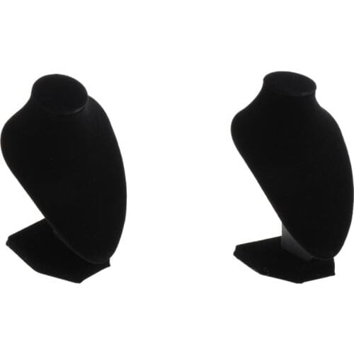 2Pcs Store Black Velvet Necklace Bust Jewelry Pendant Rack Display Holder