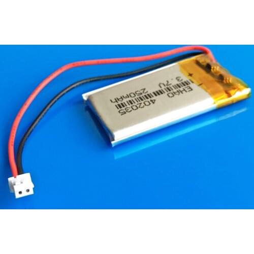3.7V 250mAh 402035 JST 1.5mm lithium polymer li ion rechargeable battery Lipo cells for MP3 MP4 GPS bluetooth headset video pen