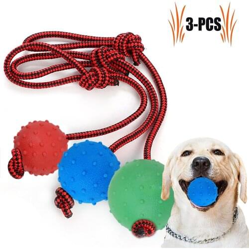 3PCS Portable Thorn Ball Dog Toy Bite-Resistant Rubber Ball Molar Training Dog Toy Pet Chew Toys Red Blue Green Different Sizes