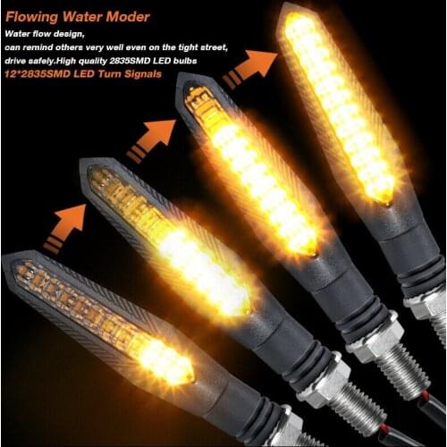 4Pcs/Set Motorcycle LED Turn Signal lights Sequential Water Flowing Blinker Flasher Lamp For Honda Kawasaki Motorbike Indicator