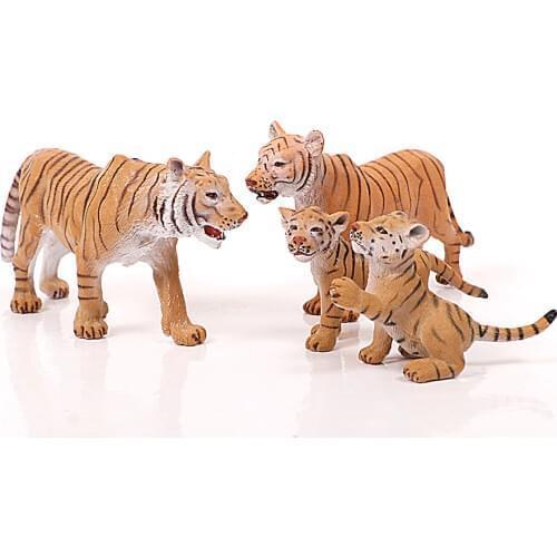 4PCS Realistic Tiger Family Wild Animal models figures Toy Tigers Pups Animal Figurines home decor figurine Gift For Kids
